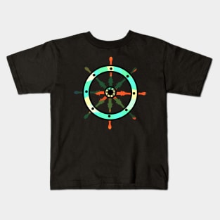 Ship helm on an abstract background Kids T-Shirt